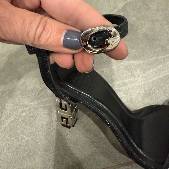Givenchy Black and Silver G-Cube Ankle Strap Sandals size 37.5 - Picture 3 of 10